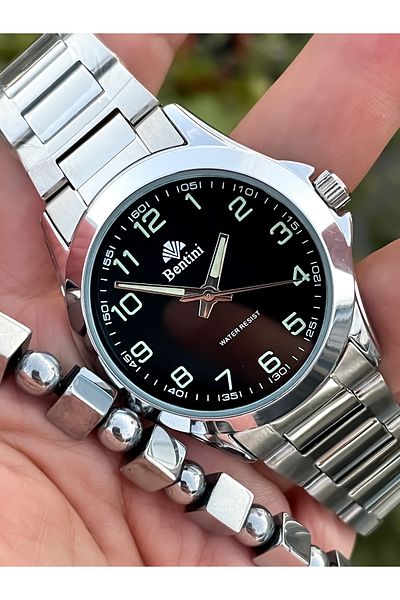 Bentini Original 2 Year Warranty Steel Men's Watch and Bracelet