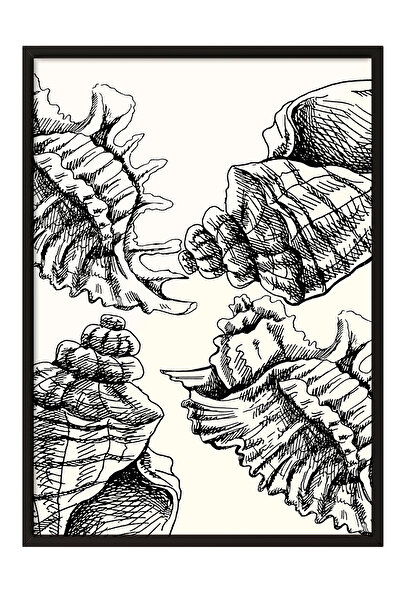 Zestia Pictură înrămată în negru, desen abstract alb-negru, poster decorativ ...