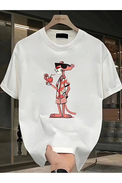 fourblack Ανδρικό κοντομάνικο μπλουζάκι Pink Panther με τύπωμα oversized Casu...