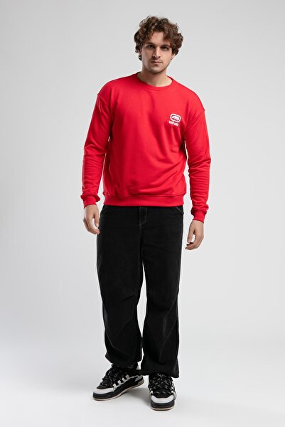 Eckō Unltd. EASTSIDE Kırmızı Bisiklet Yaka Nakışlı Loose Fit Erkek Sweatshirt