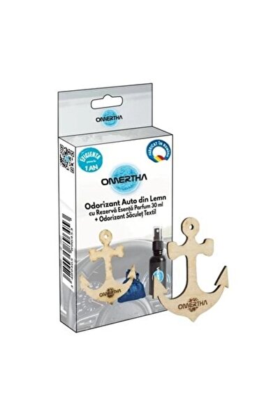 Omertha Odorizant auto OME52, formă ancoră, lemn, sticluță 30 ml, parfum Blac...