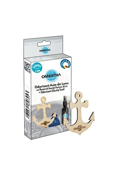 Omertha Odorizant auto OME78, formă ancoră, din lemn, sticluță 30 ml, esență parfum Million