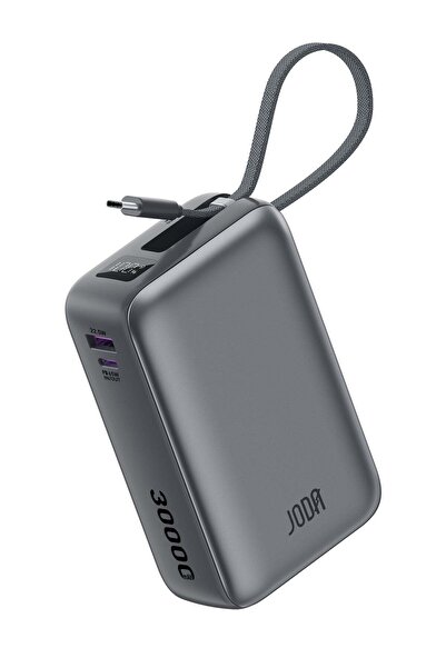 Joda SHARG 30 Power Bank - 30000mAh, 65W PD Fast Charging Portable Charger with Built-in Nylon Braid