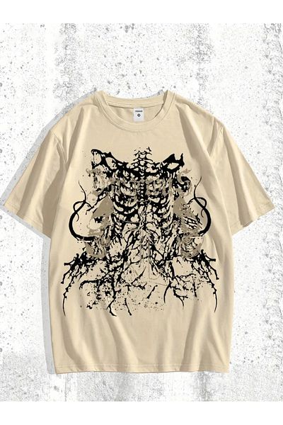 Touz Moda Gothic Printed Unisex Oversize T-Shirt