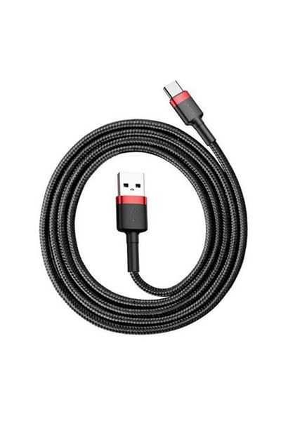 Baseus CAFULE data cable, USB Type-C, red/black, 1 meter, textile braid