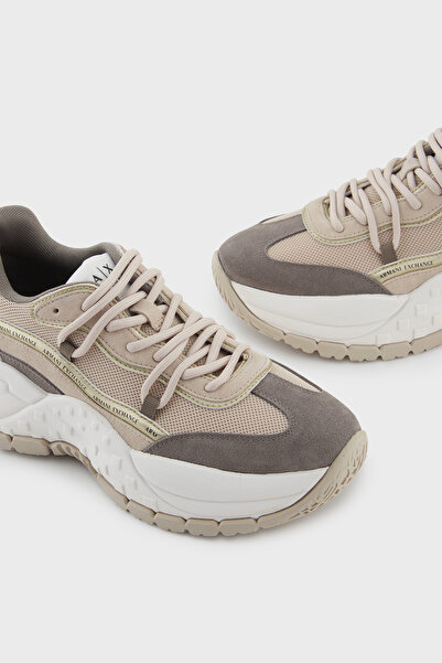 Armani Exchange Genuine Leather Mixed Suede Detailed Thick Sole Sneaker Shoes Shoes Xw001