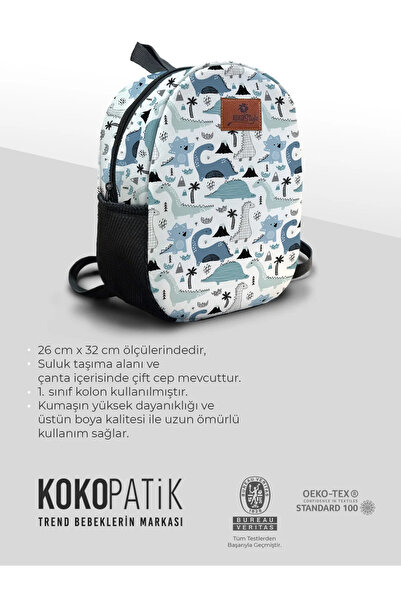 Kokopatik Dinozor Desen Orta Boy Kreş Çantası