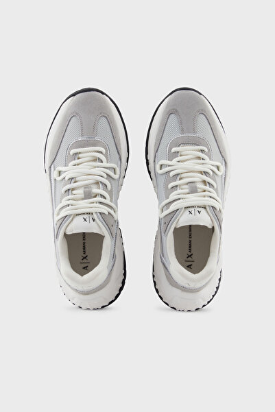 Armani Exchange Genuine Leather Mixed Suede Detailed Thick Sole Sneaker Shoes Shoes Xw001