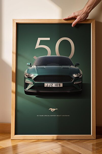 Saturn Tablou cu rame Bullitt Mustang 50-a aniversare - Poster de mașină ediț...