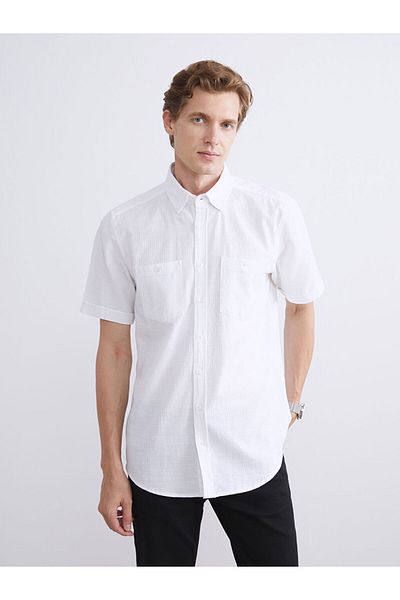 LC Waikiki Create Your Style from Uzg Store |   Regular Fit Short Sleeve Dobby Men's Textured Shirt