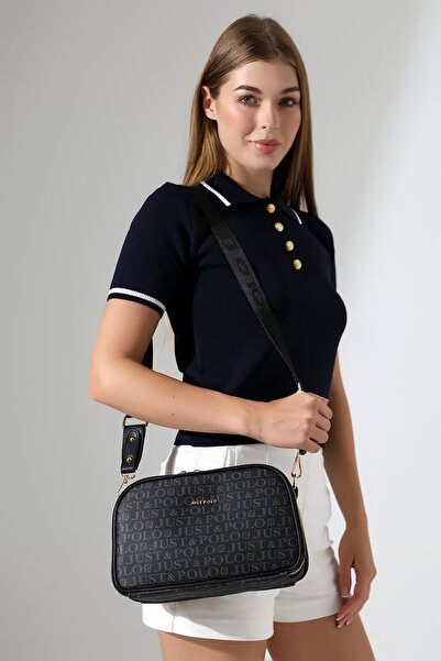 Just Polos حقيبة كتف نسائية أنيقة باللون الأسود من Just Polo مع حزام قابل للت...