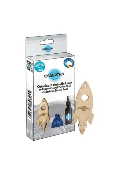 Omertha Odorizant auto OME81, design rachetă, lemn și sticluță 30 ml, esență ...