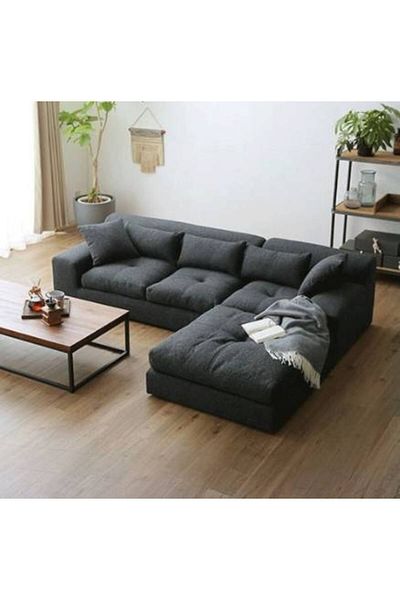 BIZ NAS Swedish Corner Sofa - Gray Premium Linen - Comfort with Modern Design