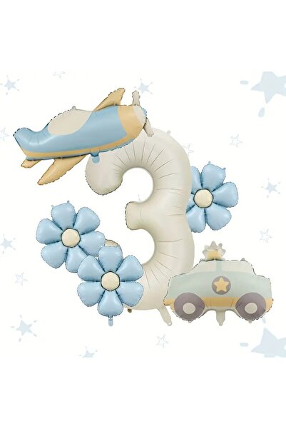 DÜVENCİ TİCARET Set de baloane cu tematică de avion, mașină de poliție, baloa...