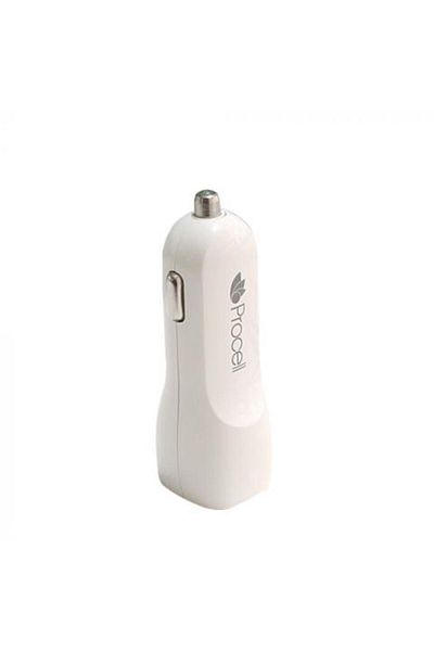 Procell PROCELL car phone charger, 2.1 A, dual USB, white