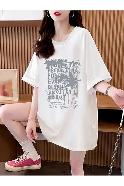 Touz Moda Streetwear Paint Printed Unisex Oversize T-Shirt