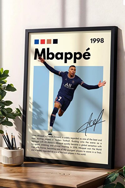 Saturn Pictură înrămată Kylian Mbappe - Pictură decorativă cu poster pentru j...