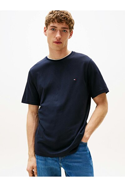 Tommy Hilfiger Erkek Kısa Kol Bisiklet Yaka Pamuklu Düz Model Mavi T-Shirt MW...