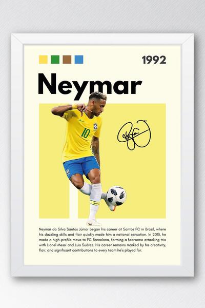 Saturn Neymar Çerçeveli Tablo - Dekoratif Çerçeveli Futbolcu Poster Tablo