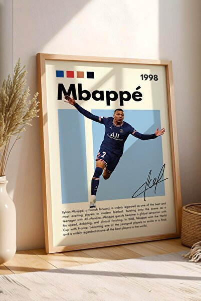 Saturn Pictură înrămată Kylian Mbappe - Pictură decorativă cu poster pentru jucător de fotbal