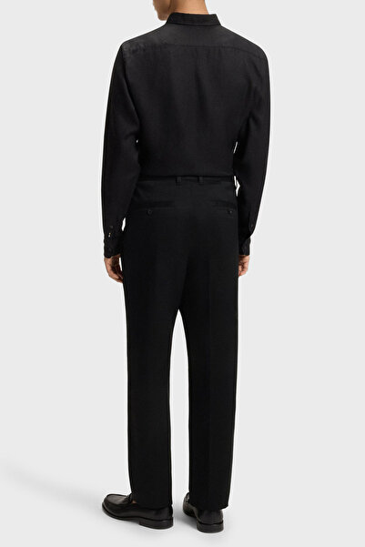 BOSS Pamuklu Pilise Detaylı Relaxed Fit Düz Paça Pantolon Erkek PANTOLON 50546925 001