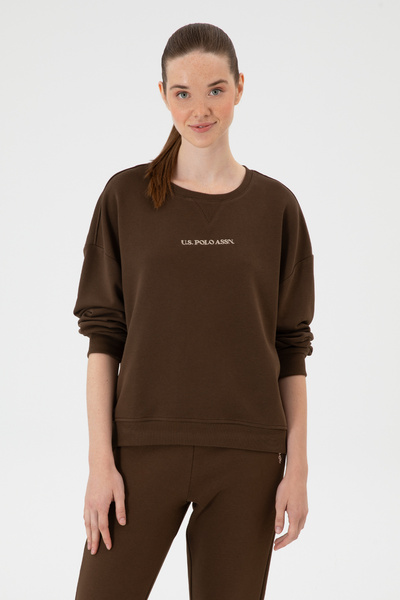 U.S. Polo Assn. Kadın Kahverengi Bisiklet Yaka Sweathırt 50313562-VR029