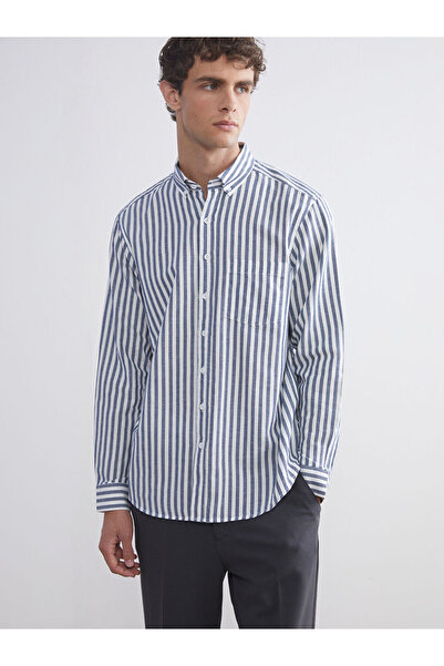 LC Waikiki Λαμπερές επιλογές από το Shining Store |   Ανδρικό μακρυμάνικο ριγέ πουκάμισο με κανονική εφαρμογή