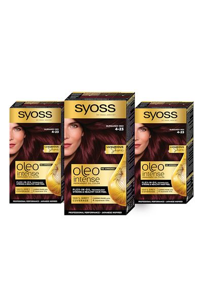 Syoss Color Oleo Intense, Permanent Hair Color, 4-23 Burgundy Red, 115 ml (Pack of 3)