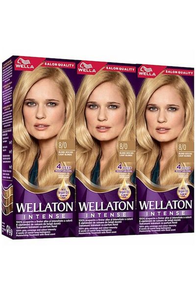 Wella Set: 3x Wellaton 8/0, Light Blonde
