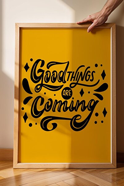 Saturn Pictură înrămată Good Things Are Coming - Poster Motivațional scris Good Things Are Coming
