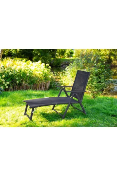 jumi Zahradní lehátko, hliník, síťovina, skládací, nastavitelné, 110 x 52 x 102 cm