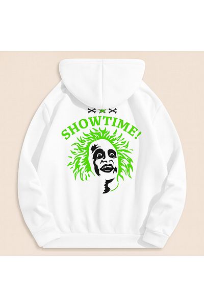 CLASSY.MODA Oversize 3 Thread Hooded Showtime Printed Unisex Sweatshirt