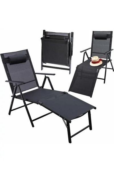 jumi Garden Sun Lounger, Aluminum, Mesh, Foldable, Adjustable, 110 x 52 x 102 cm,