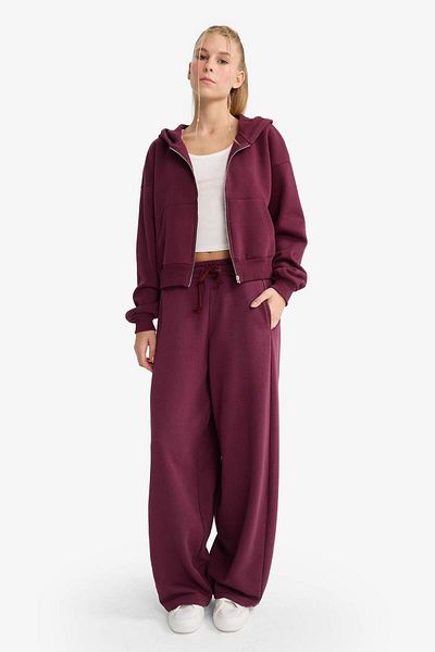 DeFacto Coool Cropped Fit Hooded Thick Zippered Sweatshirt Z7069Az25Wn