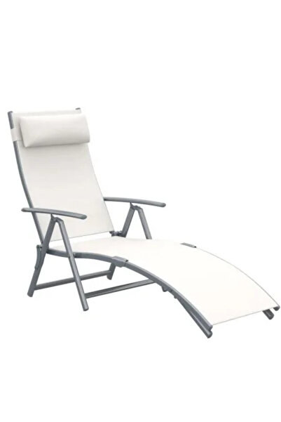 ART Garden sun lounger, metallic, foldable, with adjustable backrest, cream, max 165 kg, 177x66x108 cm