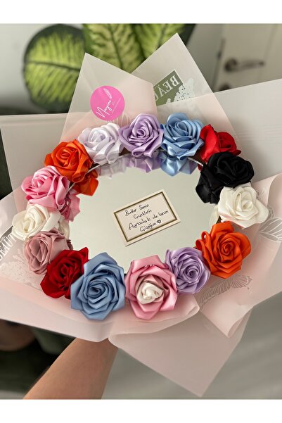 Nayino AYNALI SOLMAYAN BÜYÜK BOY GÜL BUKETİ KURDELE GÜL BUKETİ