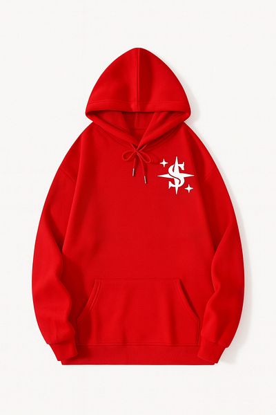 CLASSY.MODA Oversize 3 Thread Hooded Minimal Printed Unisex Sweatshirt