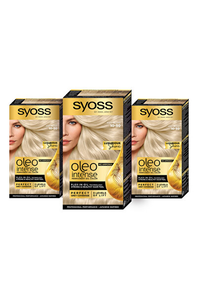 Syoss 3 x Permanent Hair Dye Without Ammonia Color Oleo Intense, 10-50 Ash Blonde, 115 ml