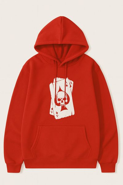CLASSY.MODA Oversize 3 Thread Hooded Mug Card Printed Unisex Sweatshirt