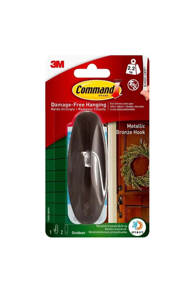 3M 3 M Command Outdoor Large Metallic Designer Hook (Bronze, Up To 2.2 Kg)
