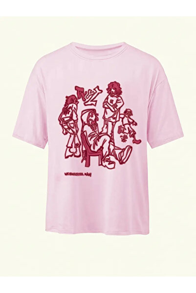 Touz Moda Y2K Retro People Printed Unisex Oversize T-shirt