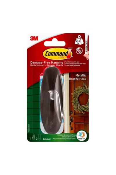 3M 3 M Command Outdoor Large Metallic Designer Hook (Bronze, Up To 2.2 Kg)
