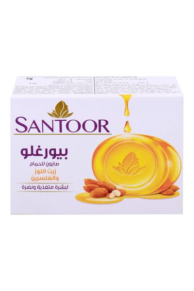 santoor Pure Glo Glycerine Soap 125 g with Natural Oils for Deep Moisturizing and Glowing Skin