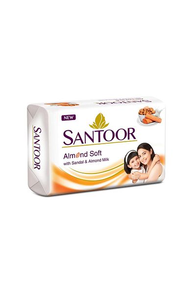 santoor Soap White Sandal & Almond Milk 175 g for Soft Glowing Skin with Natural Moisturizers