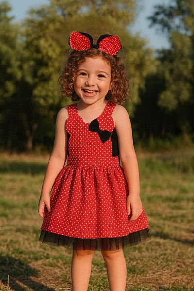 Shecco Babba Girl's Red Polka Dot Tutu Dress and Crown, Birthday Dress 1-10 Years