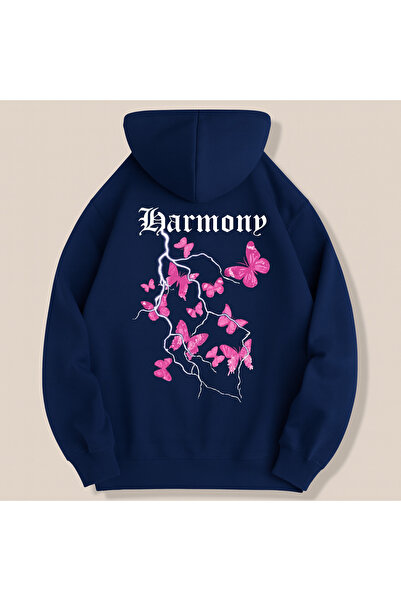 CLASSY.MODA Hanorac oversize cu glugă Harmony cu imprimeu fluture unisex