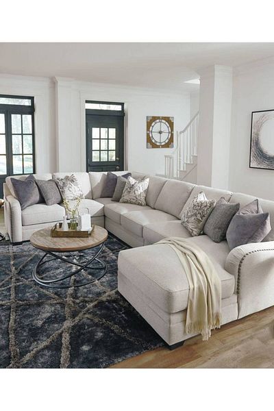 BIZ NAS Beige Linen Sofa with Swedish Wood
