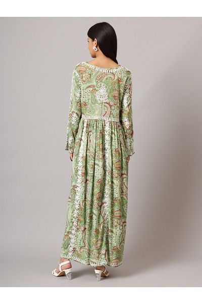 alaya Hand Embroidered Lucknowi Chikankari Printed Mulmul Cotton Jalabiya-AL3936