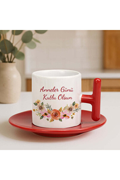 İkon store Red t Handle Turkish Coffee Cup