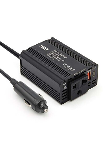 TECHSTAR Invertor auto de 150 W - de la 12 V CC la 220 V CA, cu porturi USB-C...